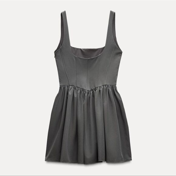 NWT ZARA Gray corset dress GATHERED CORSETRY-INSPIRED DRESS - Picture 13 of 16